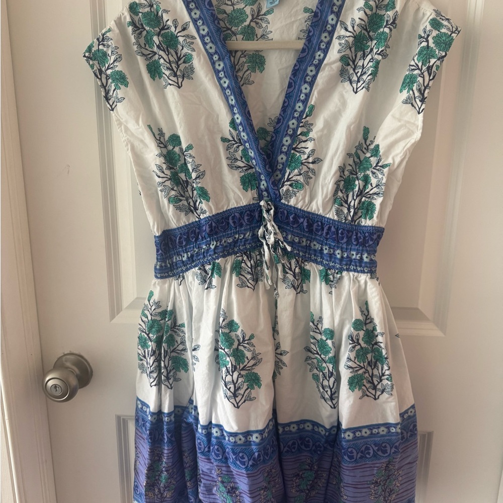 CeCe Blue and White Floral Midi Dress